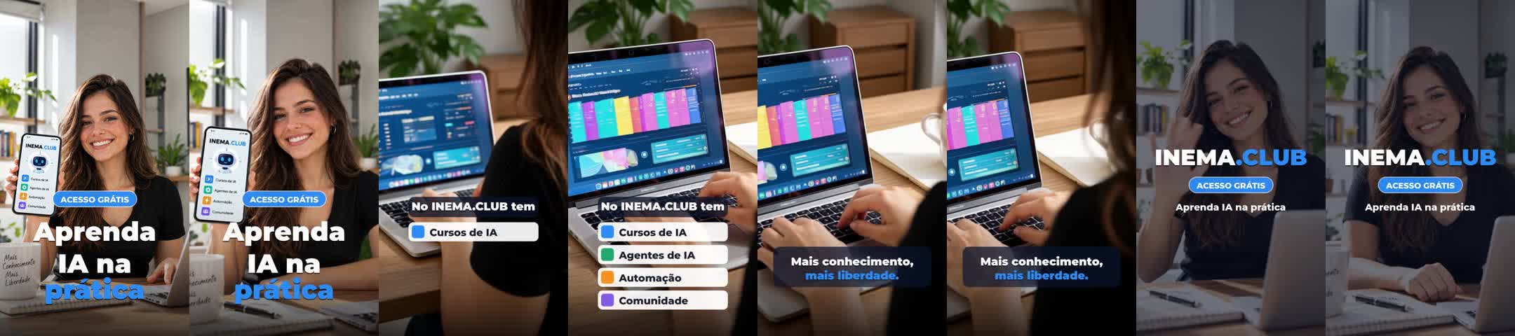 Oito quadros do vídeo montado com os textos