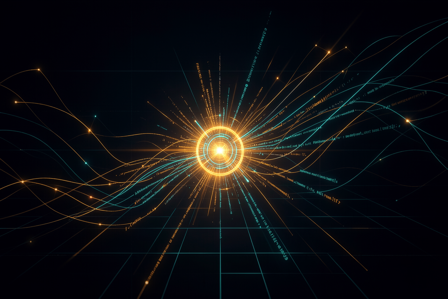 Banner do curso: uma rede neural e linhas de código convergindo num núcleo de agente de IA — do conceito à produção