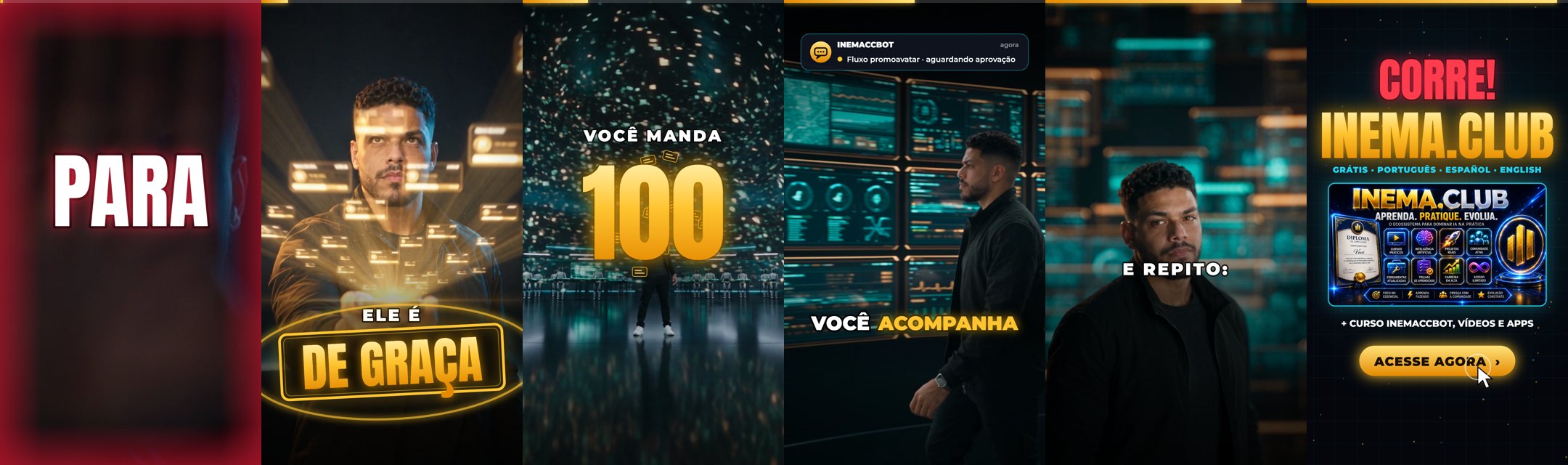 Seis quadros do exemplo original em português