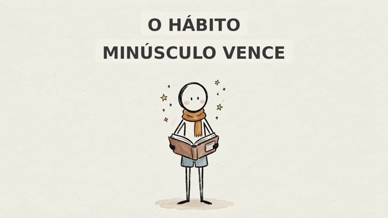 Primeiro quadro do vídeo com o título O Hábito Minúsculo Vence sobre a ilustração