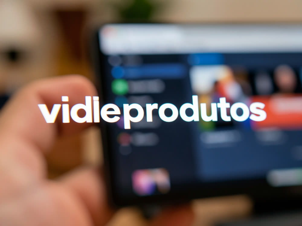 Ilustração de produtos sendo transformados em imagens estilizadas e vídeo