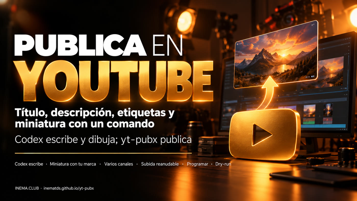 Banner de yt-pubx: publica en YouTube con un comando