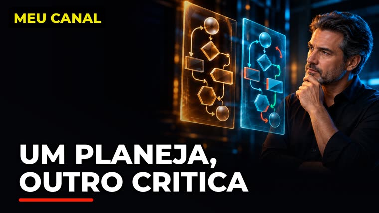 Thumb com etiqueta amarela MEU CANAL e frase Um planeja, outro critica